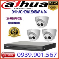  Lắp đặt trọn bộ 3 camera quan sát DAHUA DH-HAC-HFW1200TP-A-S4