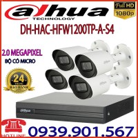  Lắp đặt trọn bộ 4 camera quan sát DAHUA DH-HAC-HFW1200TP-A-S4