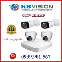 Lắp đặt trọn bộ 4 camera quan sát  KBVISION CCTV - 2K112CP