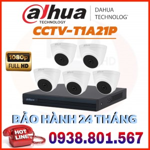 LẮP ĐẶT TRỌN BỘ 5 CAMERA QUAN SÁT DAHUA CCTV-T1A21P