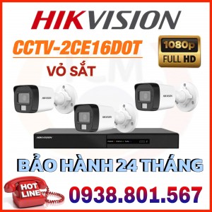 LẮP ĐẶT TRỌN BỘ 3 CAMERA QUAN SÁTt HIKVISION DS-2CE16D0T-EXLF