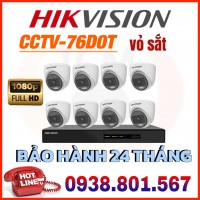 LẮP ĐẶT TRỌN BỘ 8 CAMERA QUAN SÁT HIKVISION DS-2CE76D0T-EXLMF