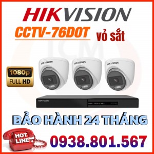 LẮP ĐẶT TRỌN BỘ 3 CAMERA QUAN SÁT HIKVISION DS-2CE76D0T-EXLMF