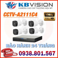 LẮP ĐẶT TRỌN BỘ 4 CAMERA QUAN SÁT KBVISION CCTV-A2111C4