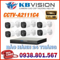 LẮP ĐẶT TRỌN BỘ 6 CAMERA QUAN SÁT KBVISION CCTV-A2111C4