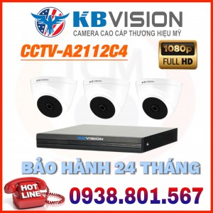 LẮP ĐẶT TRỌN BỘ 3 CAMERA QUAN SÁT KBVISION CCTV-A2112C4