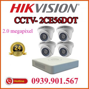 Lắp trọn bộ 4 camera quan sát  CCTV - 2CE56D0T 