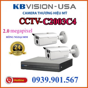 Lắp đặt trọn bộ 2 camera quan sát KBVISION CCTV - C2003C4