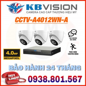 LẮP ĐẶT TRỌN BỘ 03 CAMERA IP 4MP KBVISION CCTV-A4012WN-A 