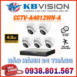 LẮP ĐẶT TRỌN BỘ 05 CAMERA IP 4MP KBVISION CCTV-A4012WN-A