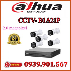 Lắp đặt trọn bộ 5 camera quan sát  DAHUA CCTV-B1A21P